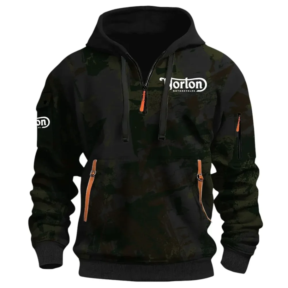 Touring Motorcycle Hoodie Half Zip 3D Print, Street-Ready Casual Hoodie CAR514 - Black - Image 2