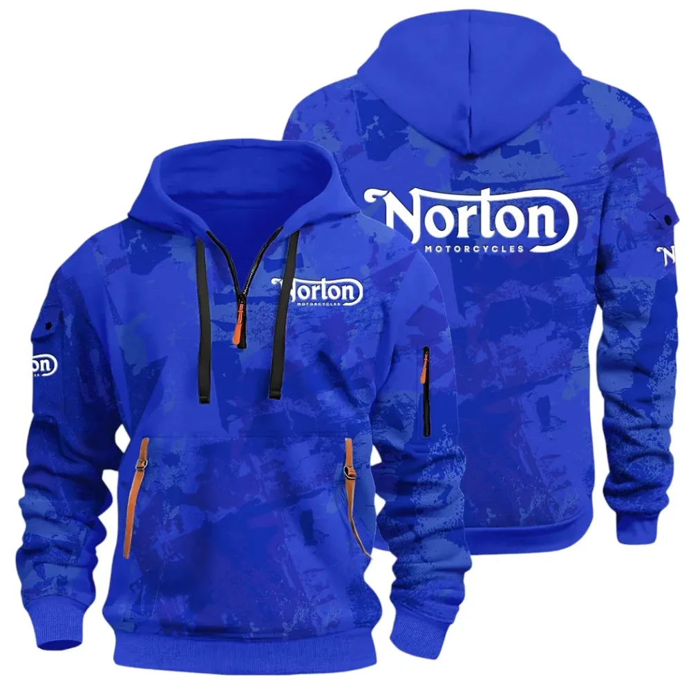 Touring Motorcycle Hoodie Half Zip 3D Print, Street-Ready Casual Hoodie CAR514 - Blue