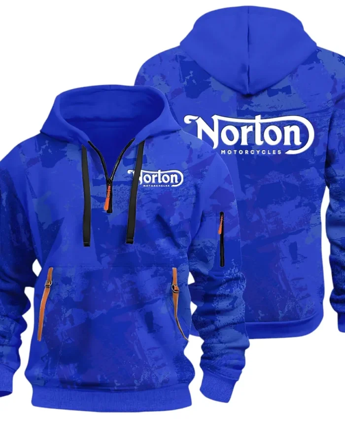 Touring Motorcycle Hoodie Half Zip 3D Print, Street-Ready Casual Hoodie CAR514 - Blue
