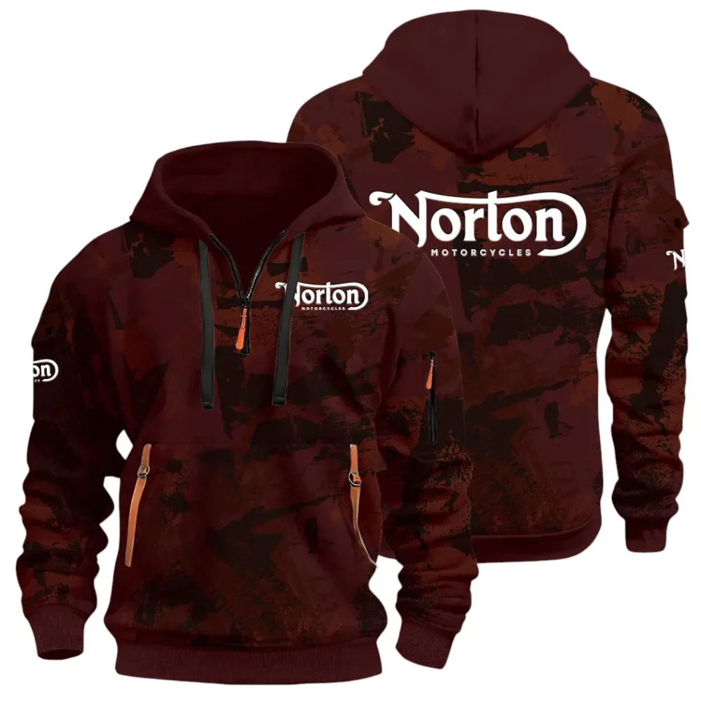 Touring Motorcycle Hoodie Half Zip 3D Print, Street-Ready Casual Hoodie CAR514 - Dark Red