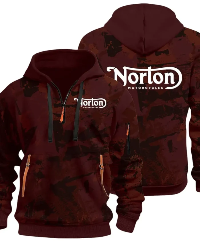 Touring Motorcycle Hoodie Half Zip 3D Print, Street-Ready Casual Hoodie CAR514 - Dark Red