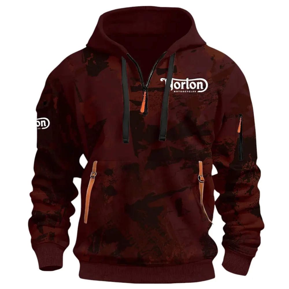 Touring Motorcycle Hoodie Half Zip 3D Print, Street-Ready Casual Hoodie CAR514 - Dark Red - Image 2