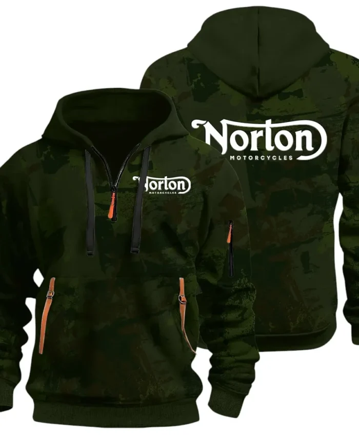 Touring Motorcycle Hoodie Half Zip 3D Print, Street-Ready Casual Hoodie CAR514 - Green