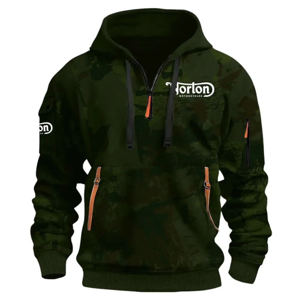 Touring Motorcycle Hoodie Half Zip 3D Print, Street-Ready Casual Hoodie CAR514 - Green - Image 2