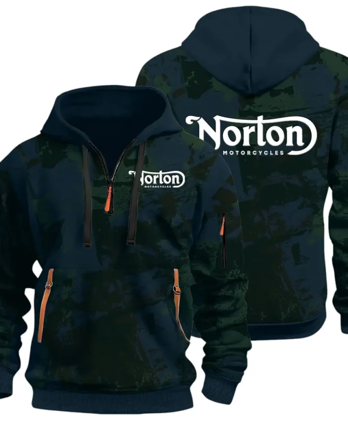 Touring Motorcycle Hoodie Half Zip 3D Print, Street-Ready Casual Hoodie CAR514 - Navy