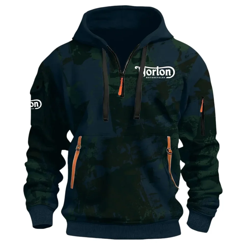 Touring Motorcycle Hoodie Half Zip 3D Print, Street-Ready Casual Hoodie CAR514 - Navy - Image 2