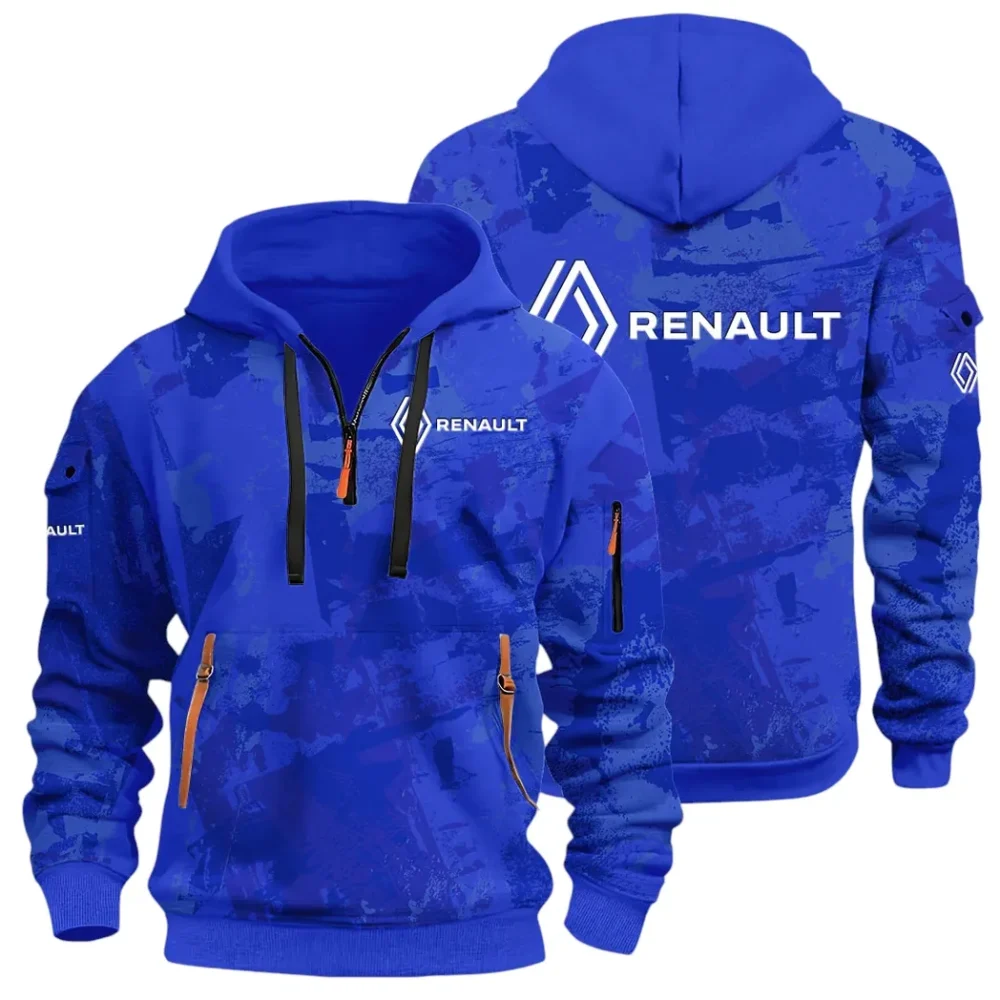 Everyday Ride Hoodie Half Zip 3D Print, Sporty Urban Comfort Hoodie CAR514 - Blue
