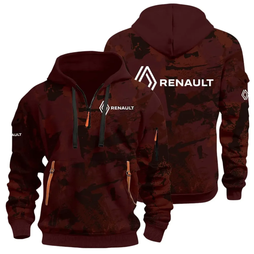 Everyday Ride Hoodie Half Zip 3D Print, Sporty Urban Comfort Hoodie CAR514 - Dark Red