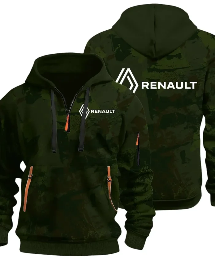 Everyday Ride Hoodie Half Zip 3D Print, Sporty Urban Comfort Hoodie CAR514 - Green