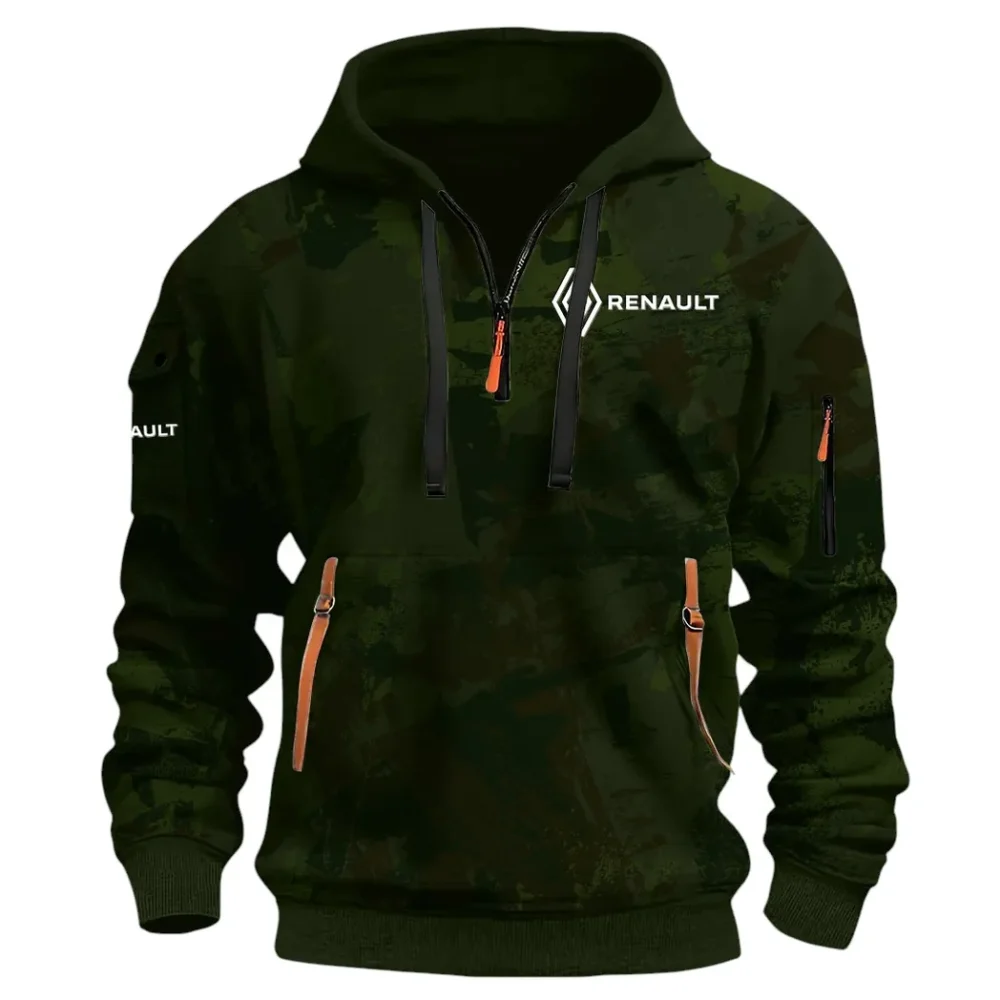 Everyday Ride Hoodie Half Zip 3D Print, Sporty Urban Comfort Hoodie CAR514 - Green - Image 2