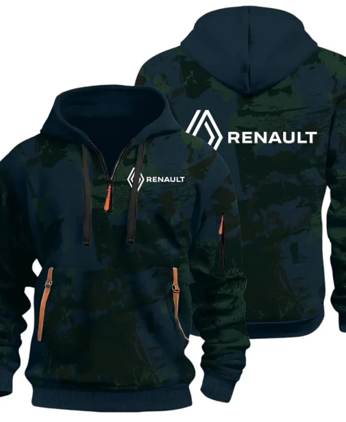 Everyday Ride Hoodie Half Zip 3D Print, Sporty Urban Comfort Hoodie CAR514 - Navy