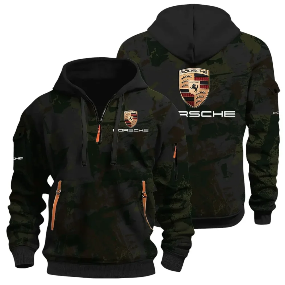 Iconic Sports Vehicle Hoodie Half Zip 3D Print, Rugged Casual Hoodie CAR514 - Black