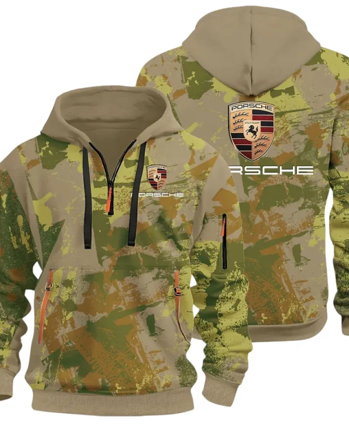 Iconic Sports Vehicle Hoodie Half Zip 3D Print, Rugged Casual Hoodie CAR514 - Khaki