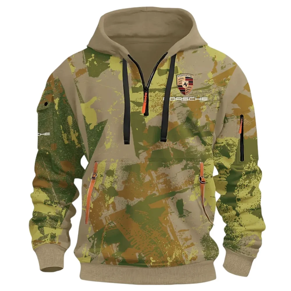 Iconic Sports Vehicle Hoodie Half Zip 3D Print, Rugged Casual Hoodie CAR514 - Khaki - Image 2