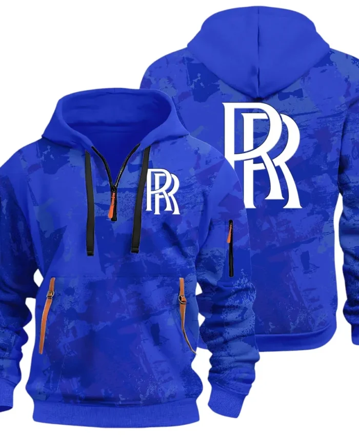 Luxury Performance Auto Hoodie Half Zip 3D Print, Casual Street-Ready Hoodie CAR514 - Blue