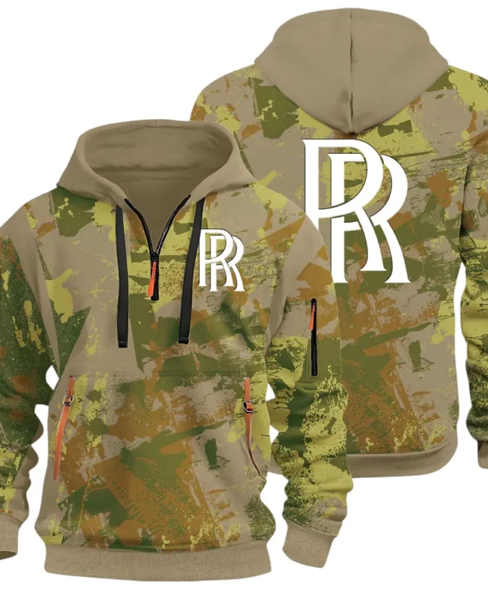 Luxury Performance Auto Hoodie Half Zip 3D Print, Casual Street-Ready Hoodie CAR514 - Khaki