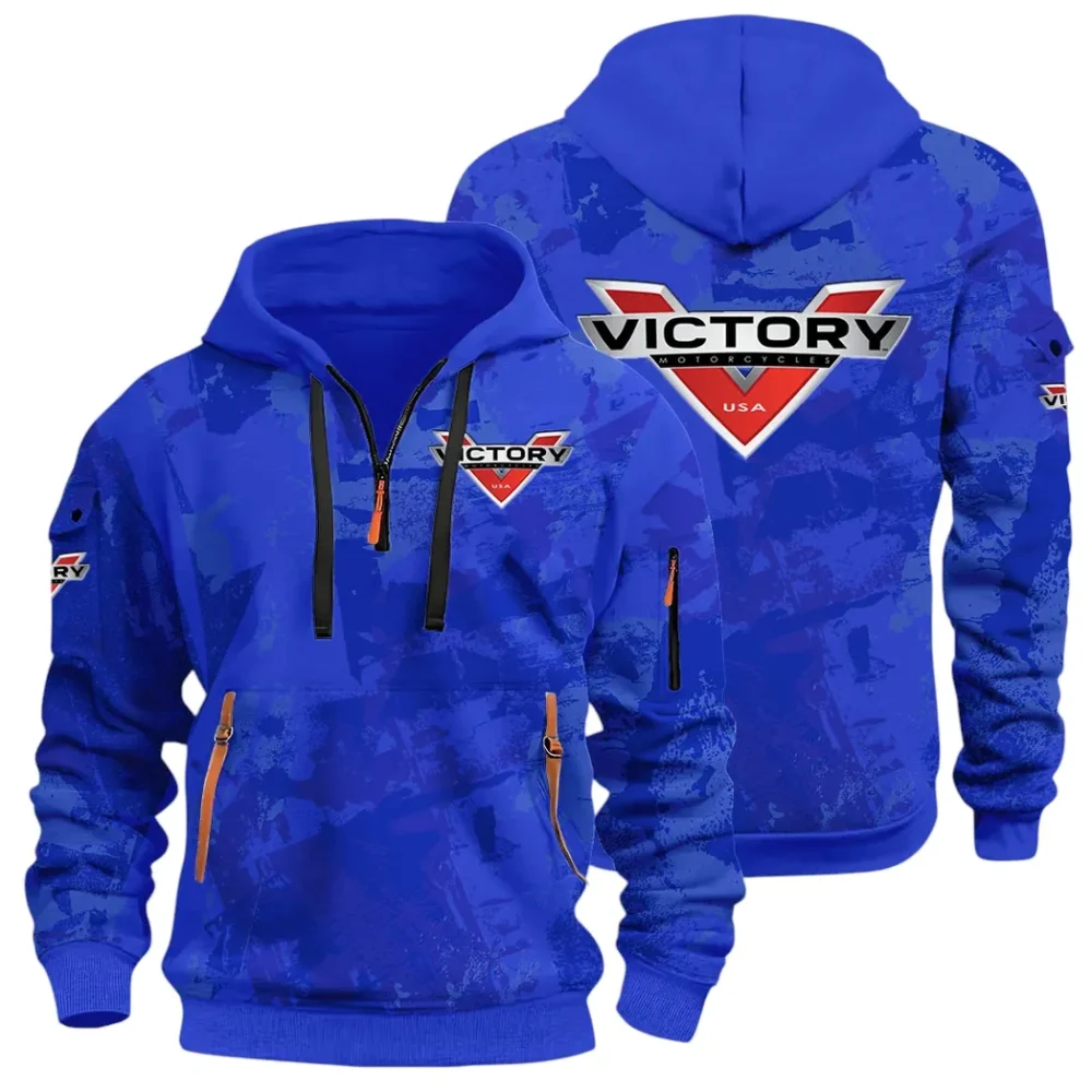 Road Bike Hoodie Half Zip 3D Print, Adventure-Ready Comfortable Hoodie CAR514 - Blue