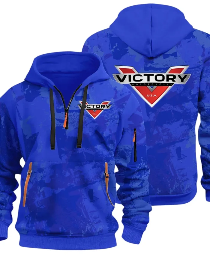Road Bike Hoodie Half Zip 3D Print, Adventure-Ready Comfortable Hoodie CAR514 - Blue