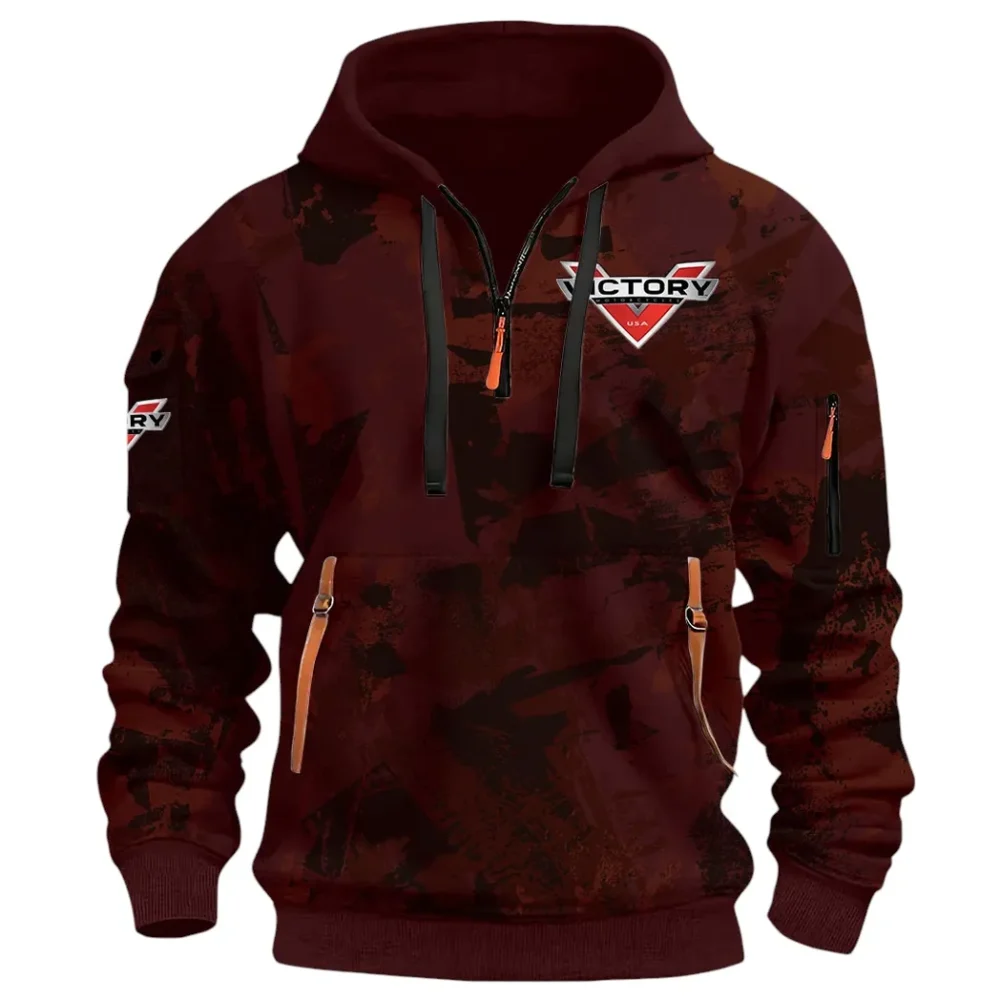 Road Bike Hoodie Half Zip 3D Print, Adventure-Ready Comfortable Hoodie CAR514 - Dark Red - Image 2