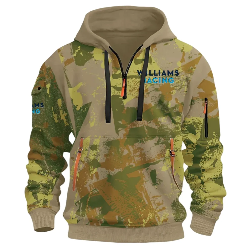 Racing Vibe Hoodie Half Zip 3D Print, Adventure-Ready Comfortable Hoodie CAR514 - Khaki - Image 2