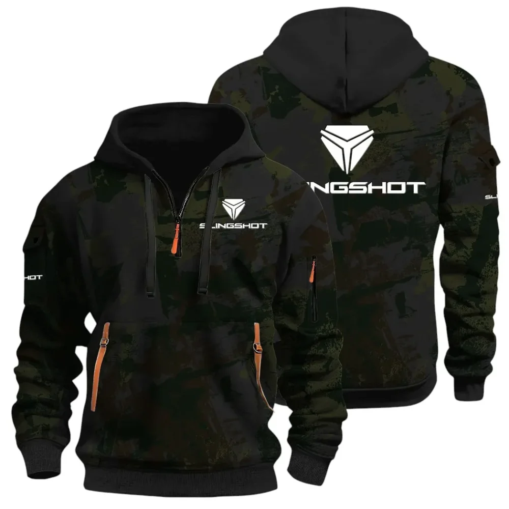 Strong Style Hoodie Half Zip 3D Print, Casual Street-Ready Hoodie CAR514 - Black