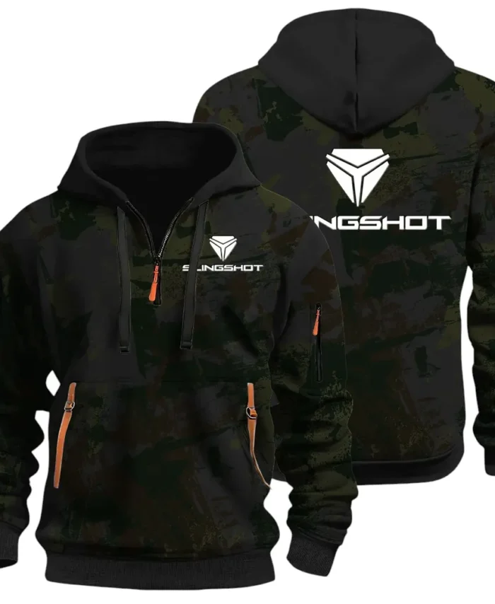 Strong Style Hoodie Half Zip 3D Print, Casual Street-Ready Hoodie CAR514 - Black