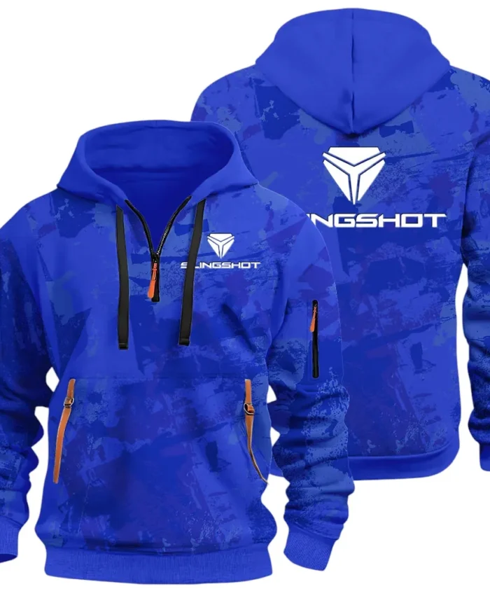 Strong Style Hoodie Half Zip 3D Print, Casual Street-Ready Hoodie CAR514 - Blue