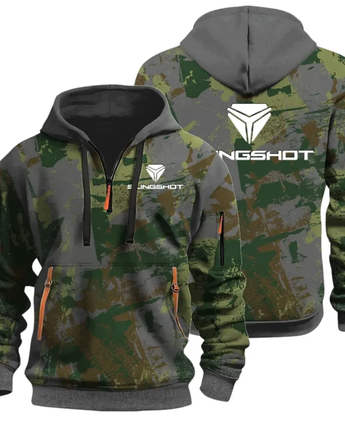 Strong Style Hoodie Half Zip 3D Print, Casual Street-Ready Hoodie CAR514 - Dark Gray
