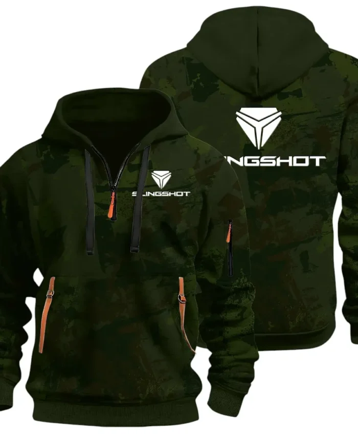 Strong Style Hoodie Half Zip 3D Print, Casual Street-Ready Hoodie CAR514 - Green