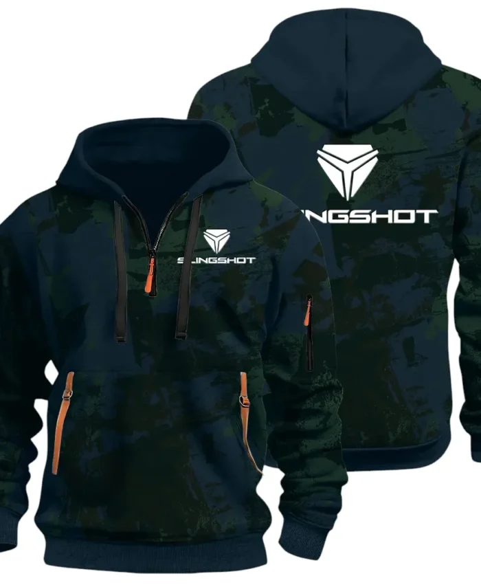 Strong Style Hoodie Half Zip 3D Print, Casual Street-Ready Hoodie CAR514 - Navy