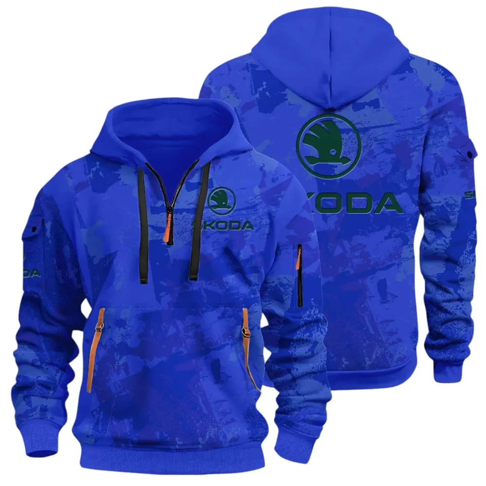 Family Car Hoodie Half Zip 3D Print, Adventure-Ready Comfortable Hoodie CAR514 - Blue