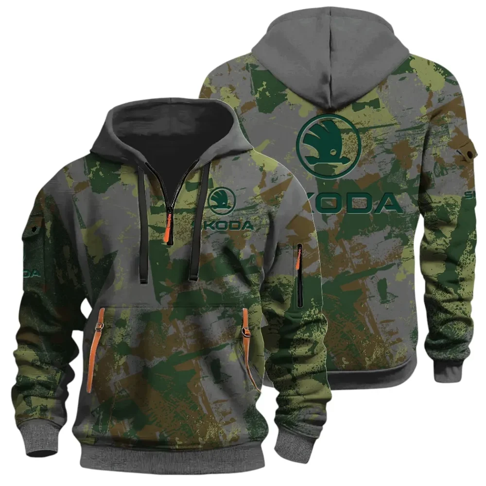 Family Car Hoodie Half Zip 3D Print, Adventure-Ready Comfortable Hoodie CAR514 - Dark Gray