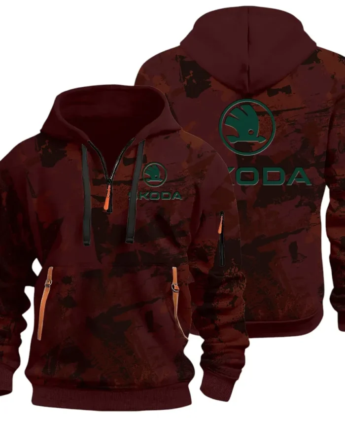 Family Car Hoodie Half Zip 3D Print, Adventure-Ready Comfortable Hoodie CAR514 - Dark Red