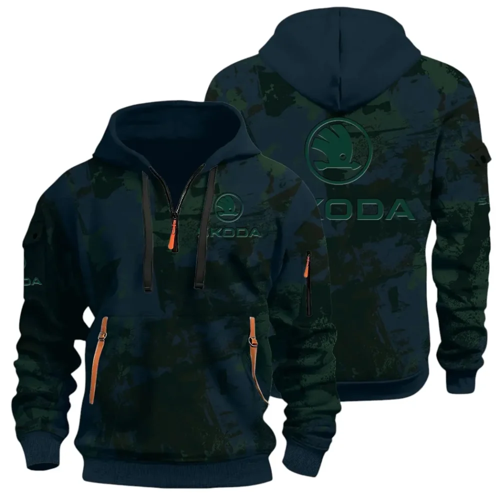 Family Car Hoodie Half Zip 3D Print, Adventure-Ready Comfortable Hoodie CAR514 - Navy
