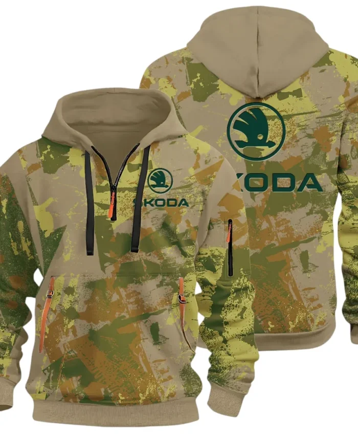 Family Car Hoodie Half Zip 3D Print, Adventure-Ready Comfortable Hoodie CAR514 - Khaki