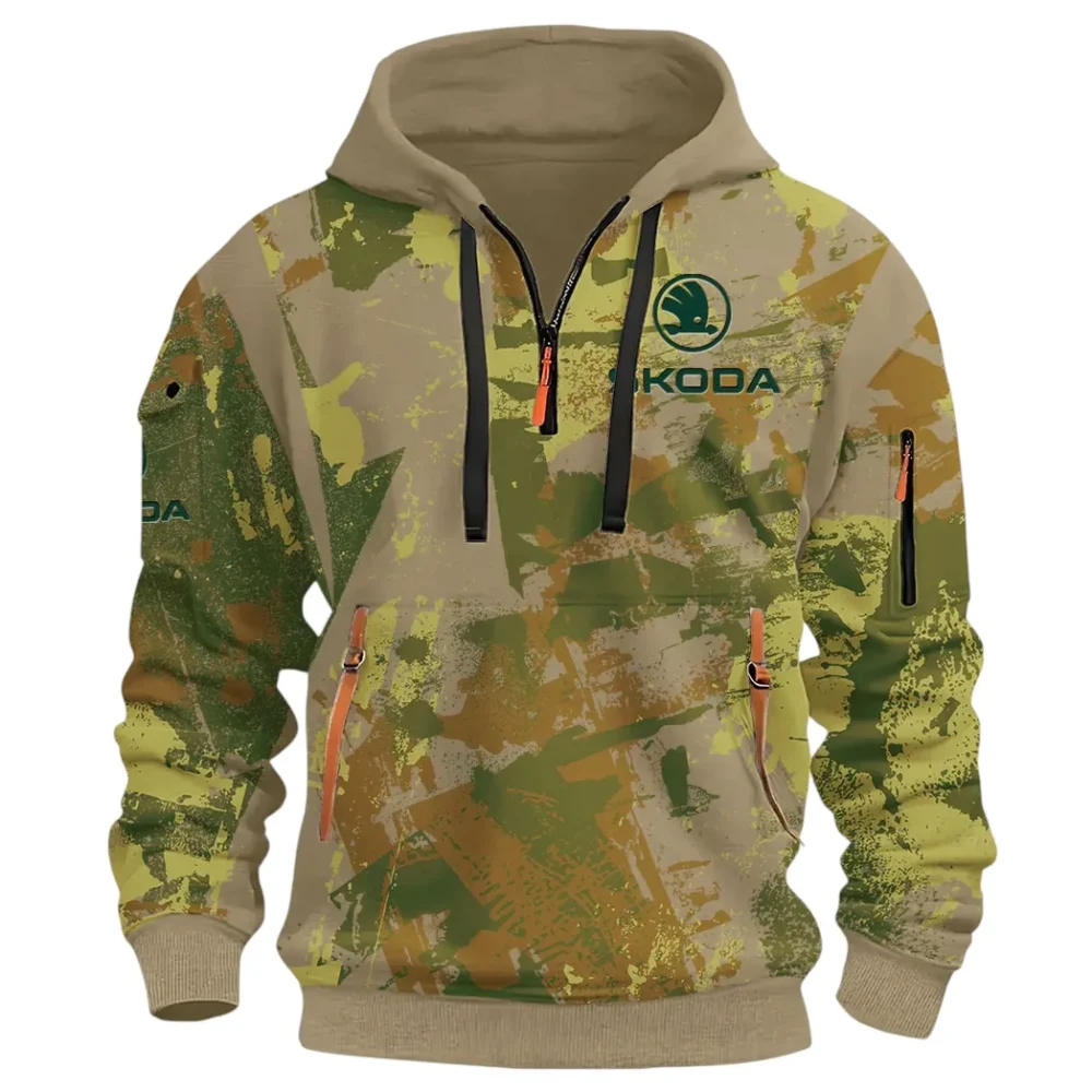Family Car Hoodie Half Zip 3D Print, Adventure-Ready Comfortable Hoodie CAR514 - Khaki - Image 2