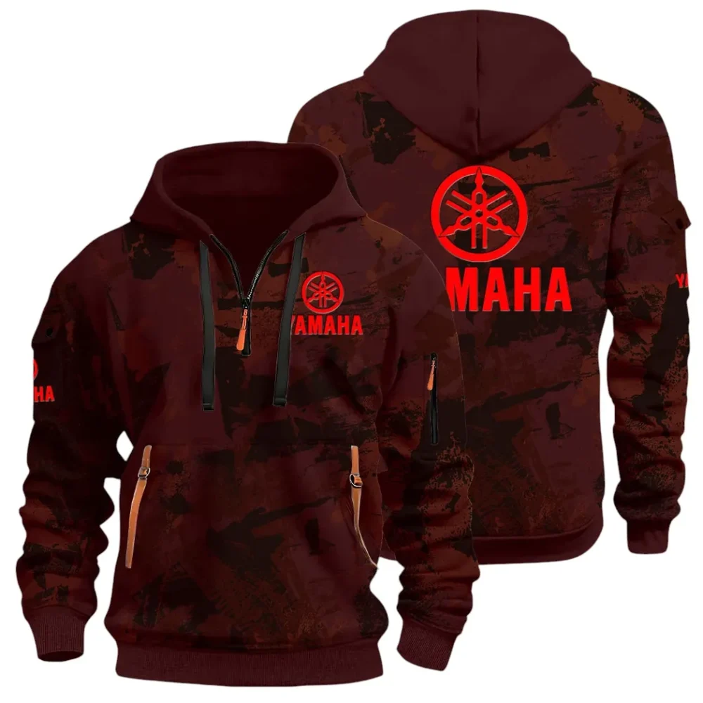 Racing Vibe Hoodie Half Zip 3D Print, Comfortable Daily Hoodie CAR514 - Dark Red
