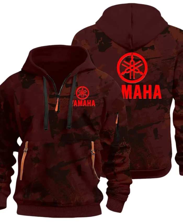 Racing Vibe Hoodie Half Zip 3D Print, Comfortable Daily Hoodie CAR514 - Dark Red