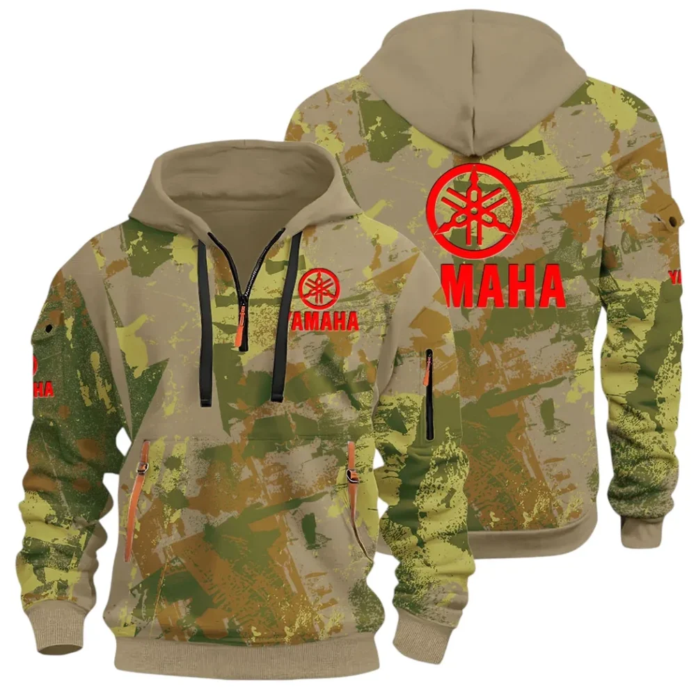 Racing Vibe Hoodie Half Zip 3D Print, Comfortable Daily Hoodie CAR514 - Khaki