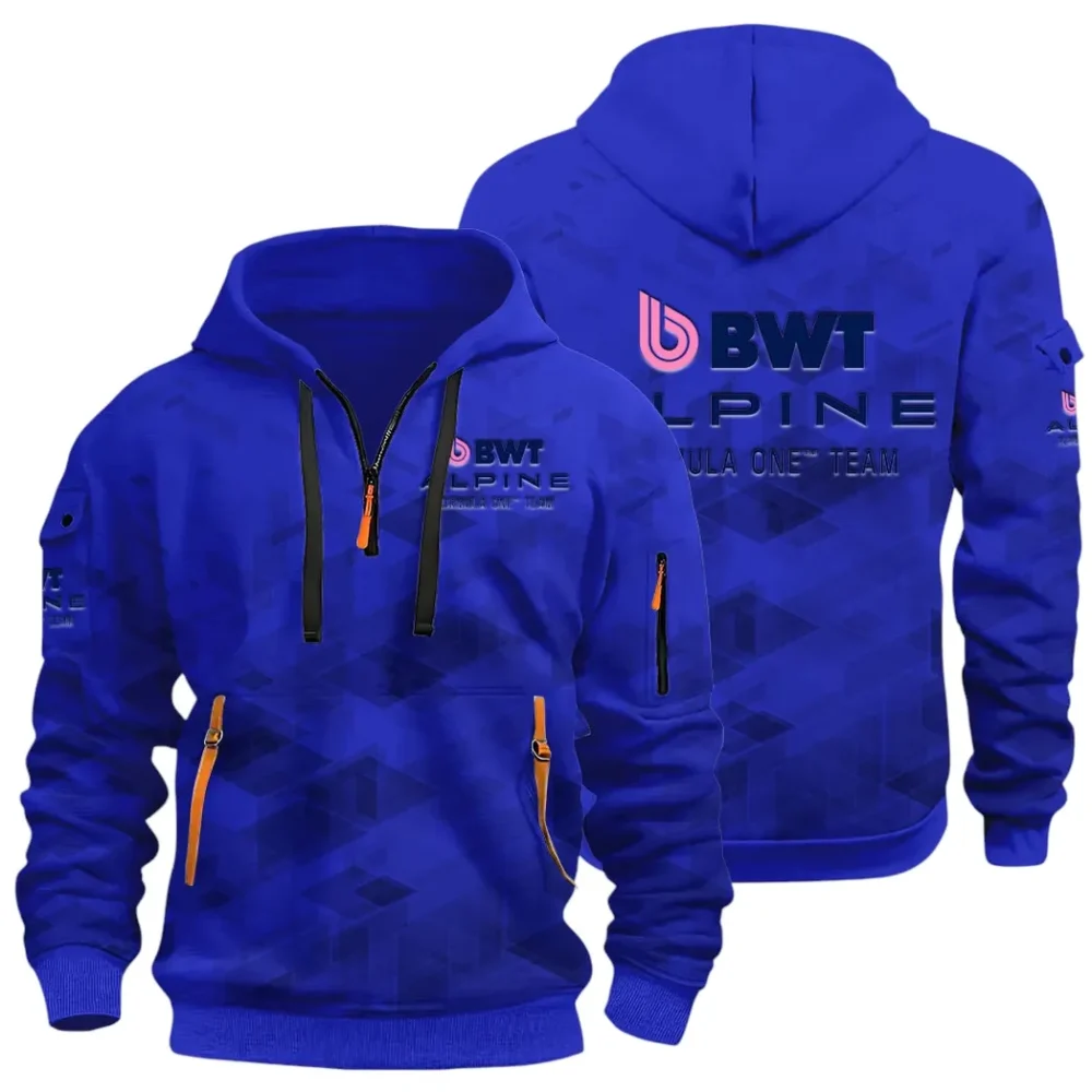 Racing Vibe Hoodie Half Zip 3D Print, Street-Ready Casual Hoodie CAR514 - Blue