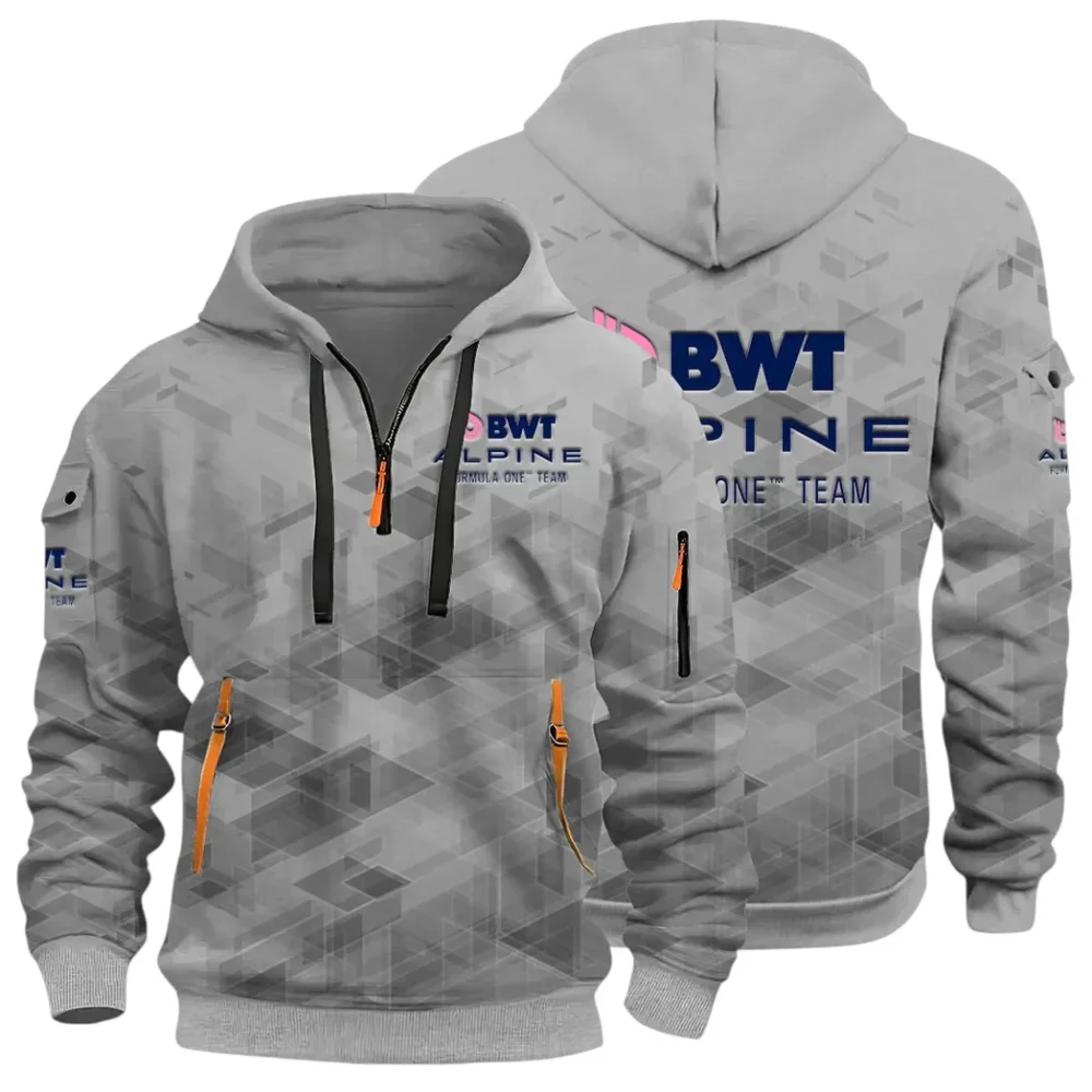 Racing Vibe Hoodie Half Zip 3D Print, Street-Ready Casual Hoodie CAR514 - Gray