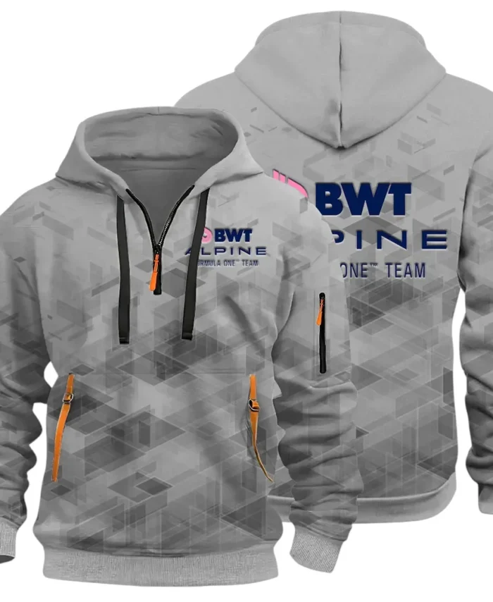 Racing Vibe Hoodie Half Zip 3D Print, Street-Ready Casual Hoodie CAR514 - Gray