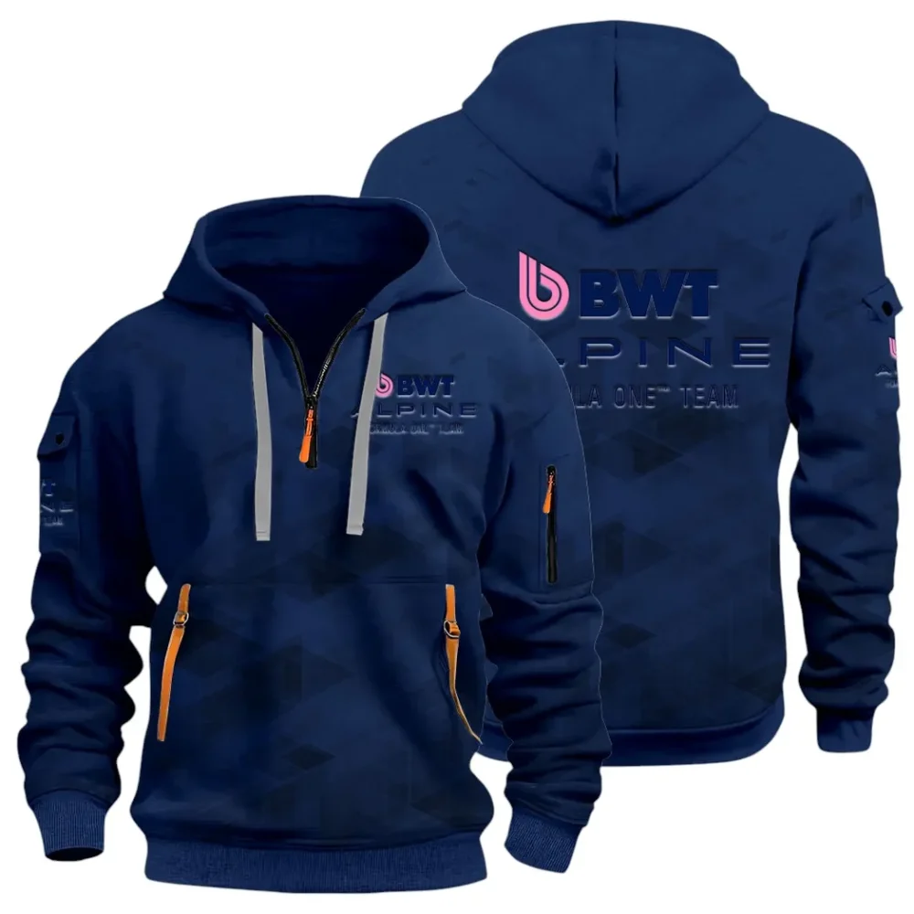 Racing Vibe Hoodie Half Zip 3D Print, Street-Ready Casual Hoodie CAR514 - Navy