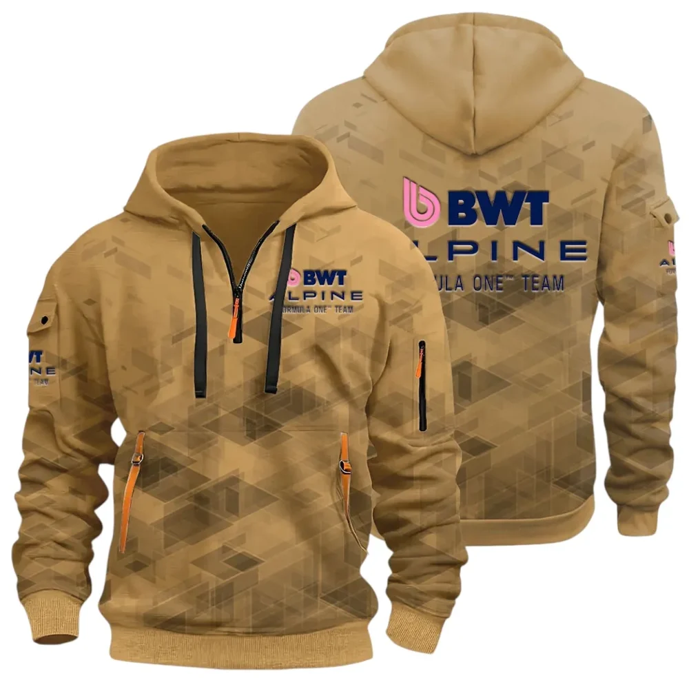 Racing Vibe Hoodie Half Zip 3D Print, Street-Ready Casual Hoodie CAR514 - Khaki