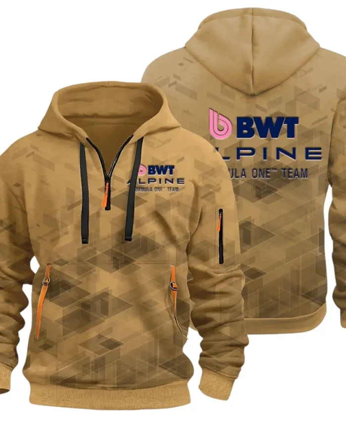 Racing Vibe Hoodie Half Zip 3D Print, Street-Ready Casual Hoodie CAR514 - Khaki