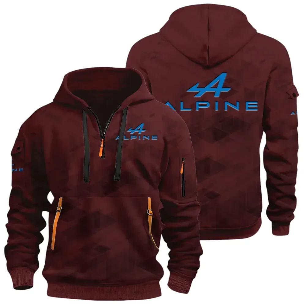 Sports Car Hoodie Half Zip 3D Print, Adventure-Ready Comfortable Hoodie CAR514 - Dark Red