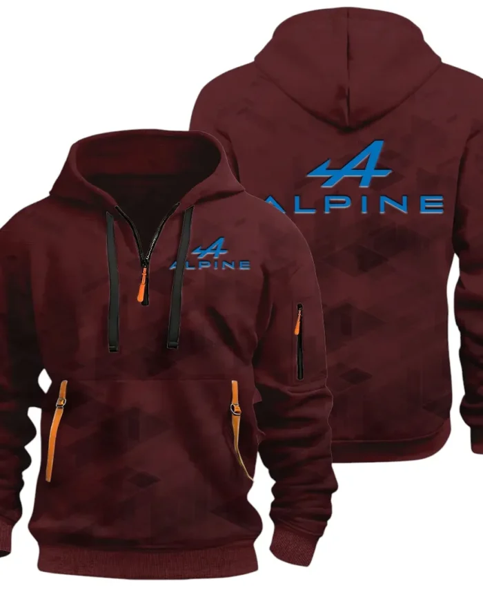 Sports Car Hoodie Half Zip 3D Print, Adventure-Ready Comfortable Hoodie CAR514 - Dark Red