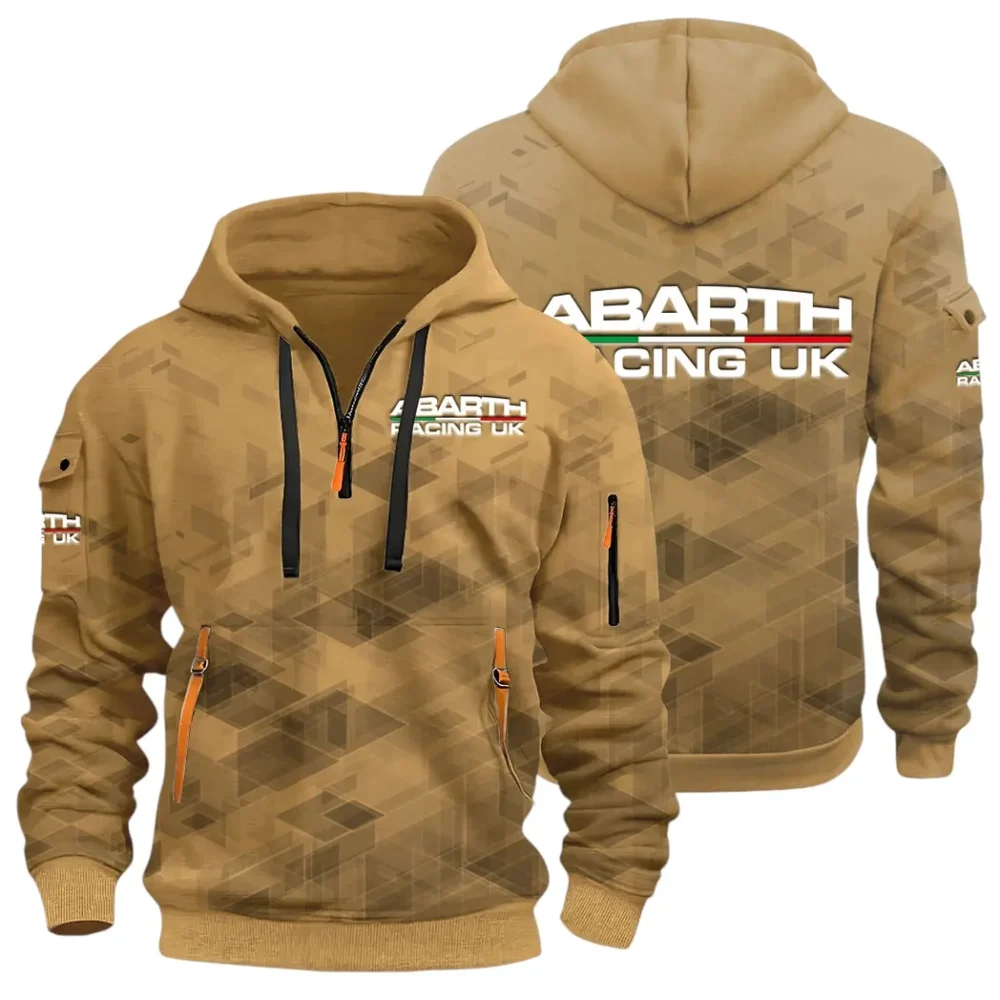 Compact Sports Car Hoodie Half Zip 3D Print, Lightweight & Casual Comfort Hoodie CAR514 - Khaki - Image 3