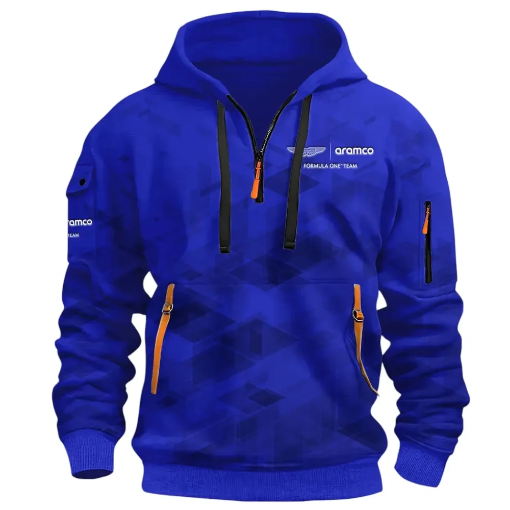 Elegant Grand Tourer Hoodie Half Zip 3D Print, Urban Style & Relaxed Fit Hoodie CAR514 - Blue - Image 2