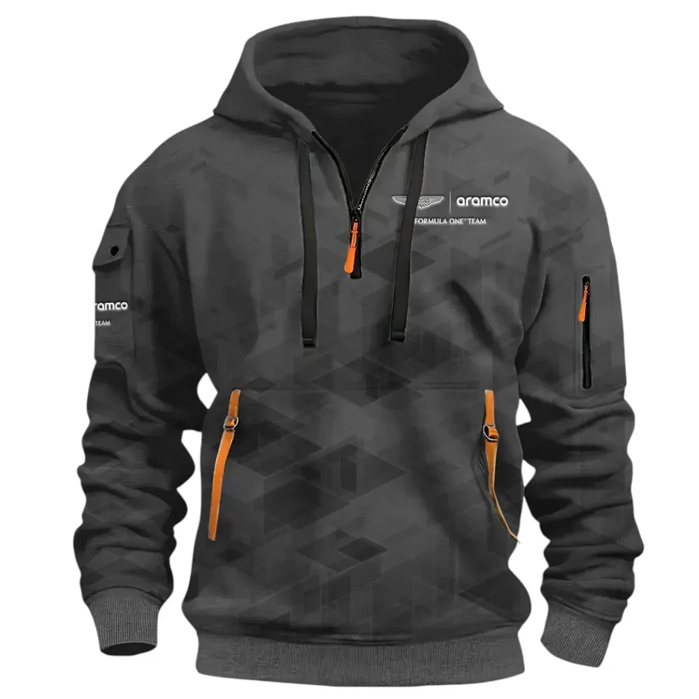 Elegant Grand Tourer Hoodie Half Zip 3D Print, Urban Style & Relaxed Fit Hoodie CAR514 - Dark Gray - Image 2